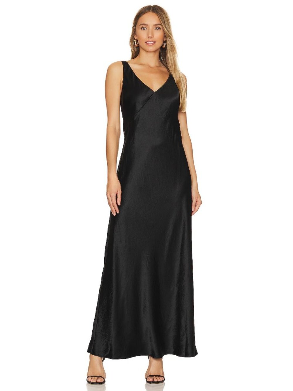 NWT Vince Satin V-Neck Maxi in Black Sleeveless Slip Dress XS